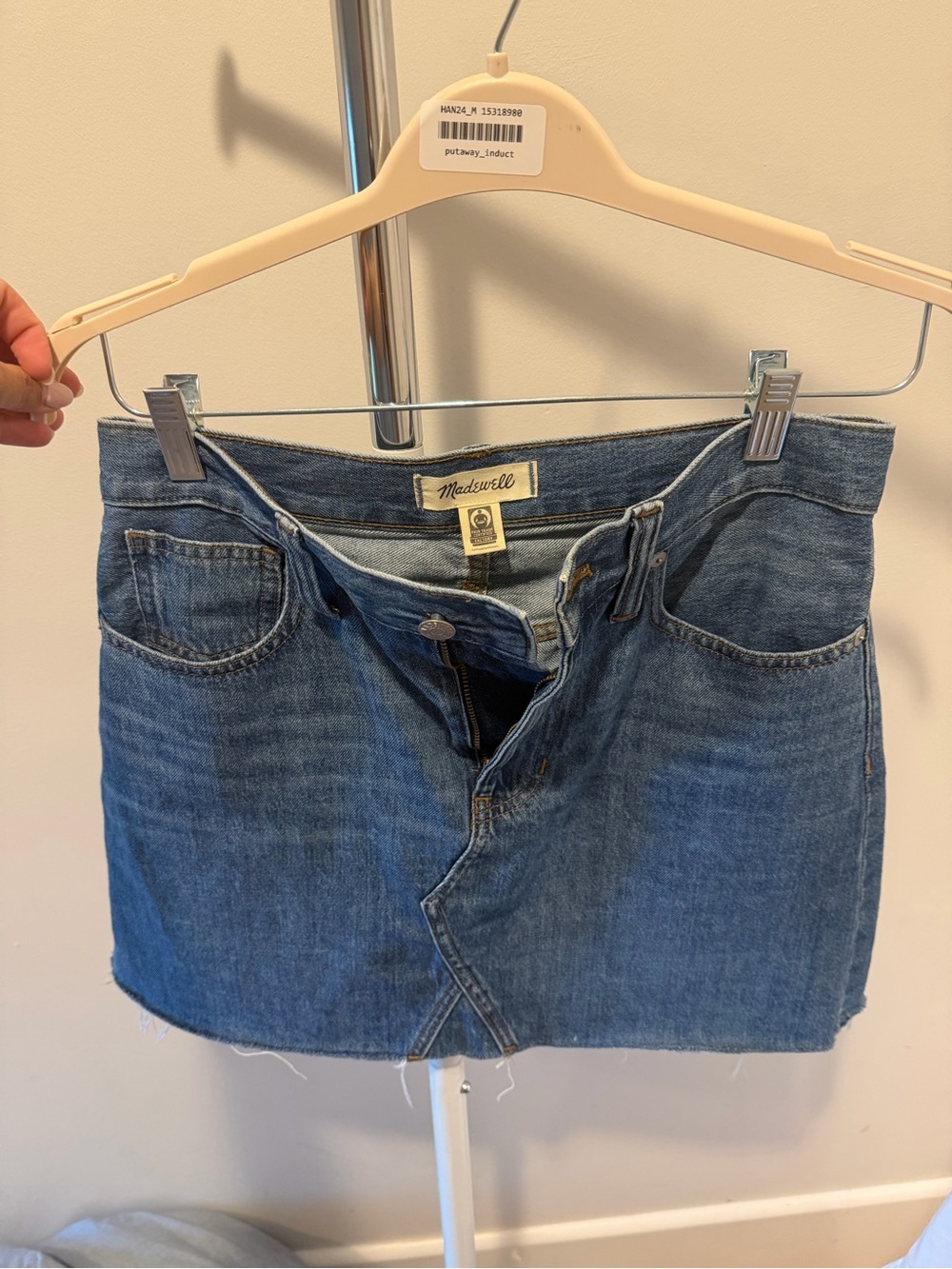 Madewell Medium Blue Denim Mini Skirt with Raw Hem